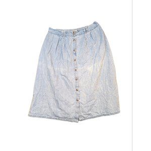 Carolina Bay Plus Denim Maxi Skirt Womens 20 Western Cottage Buttons Vintage
